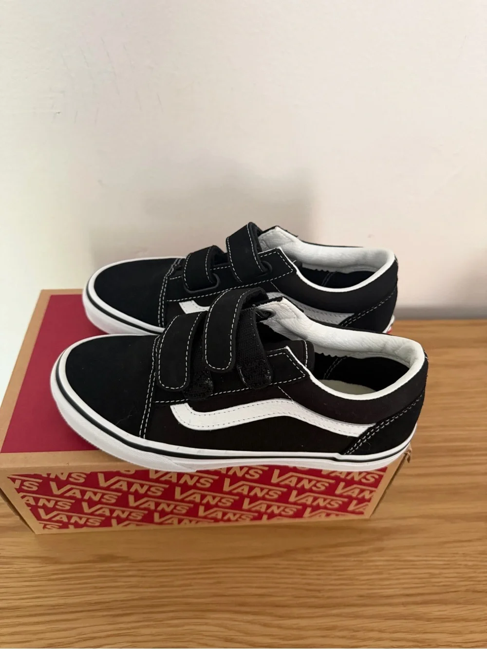 Vans Kids Black & White Triple Velcro Old Skool Sneakers